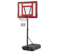 GYMAX Swimming Pool Basketball Hoop, 3.8-4.4FT Height Adjustable Poolside Basketball Goal System with Wheels and Fillable Base, Outdoor Indoor Portable Basketball Net Set (Red)