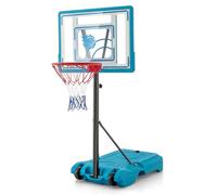GYMAX Swimming Pool Basketball Hoop, 3.8-4.4FT Height Adjustable Poolside Basketball Goal System with Wheels and Fillable Base, Outdoor Indoor Portable Basketball Net Set (Blue)
