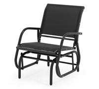 Gymax Swing Glider Chair Outdoor Rocking Chair With Study Metal Frame-Black in Black Gymax Black