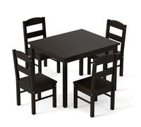 Gymax Table & 4 Chairs Set Activity Table Dining Table With Chairs in Dark Brown Gymax Dark Brown