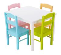 Gymax Table & 4 Chairs Set Activity Table Dining Table With Chairs in White Gymax White