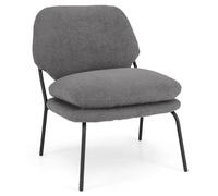 Gymax Teddy Fleece Accent Chair Upholstered Leisure Chair With Thick Cushion in Grey Gymax Grey