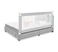 GYMAX Toddler Bed Guard with Double Safety Lock (175 x 25 x 73-101cm, Grey)