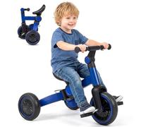 GYMAX Toddler Tricycle, Kids Trike with Adjustable Handlebar and Removable Pedals, Foldable Children Balance Bike for 2-4 Years Old Boys Girls (Blue)