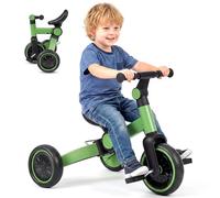 GYMAX Toddler Tricycle, Kids Trike with Adjustable Handlebar and Removable Pedals, Foldable Children Balance Bike for 2-4 Years Old Boys Girls (Green)