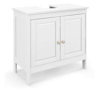 Gymax Under Sink Bathroom Cabinet With Adjustable Shelf U-Shape Cut-Out in White Gymax White
