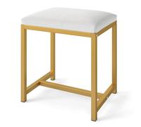 Gymax Vanity Stool Soft Padded Makeup Chair Ottoman With Gold Metal Legs in White Gymax White