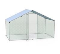 GYMAX Walk In Chicken Coop, Large Spire/Round-Shaped Hen Poultry House with Waterproof and Sun Protection Cover, Galvanized Rabbits Habitat Cage for Backyard Farm (Spire-Shaped, 310 x 170 x 190 cm)