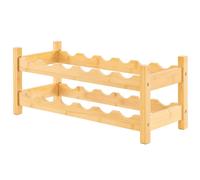Gymax Wine Rack 12 Bottle 2-Tier Wine Storage Organizer Wine Bottle Holder in Natural Gymax Natural