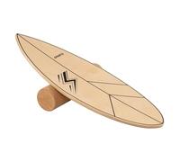 GYMAX Wooden Balance Board, Advanced Wobble Board with Roller, Balance Trainer for Surfing Skateboarding Snowboard Ice Hockey Training (Natural+Black)