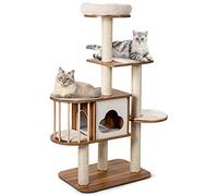 GYMAX Wooden Cat Tree, Cats Play Tower (5-Tier: 68x48x142cm, Brown)