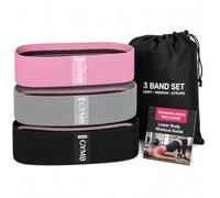 GYMB Resistance Band Set - Non Slip Exercise Bands to Workout Glutes, Thighs & Legs, Includes Booty Band Training Videos for Gym & Home Yoga Fitness, Great Stocking Fillers for Men & Women - 3 Levels