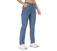 GymBrave Womens Outdoor Hiking Walking Trousers Length Lightweight Quick Dry Water-Resistant Trekking Pants with Zipper Pockets Stone Blue L
