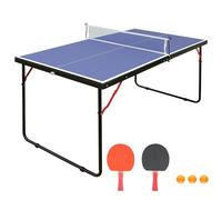 GYMFLEX Portable Folding Table Tennis Table 137 x 76 cm Indoor Outdoor Game Table Game with Net, 2 Ping Pong Rackets and 3 Balls