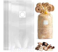 Gymgit 50 Pack Heavy Duty Mushroom Grow Bags - 6 Mil Polypropylene Substrate Bags, Large Size 8" X 5" X 20" for Cultivation, Spawn, and Sawdust Fruiting Blocks