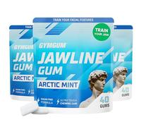 GYMGUM Jawline Gum | Hard Chewing Gum For Jaw Strength | Train Your Facial Features - Mewing Jaw Gum | Ultimate Jawline Exerciser | 0 Calories & Sugar Free Hard Gum (120 Count, Arctic Mint)
