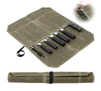GYMMFK Knife Roll for Chefs, 7 Slots Waxed Canvas Knife Bag Case for Pro Chefs or Culinary Enthusiasts, Large Capacity Easy Carry (Army Green)