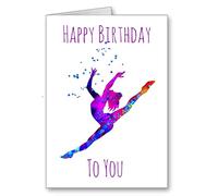Gymnast Gymnastics Happy Birthday Card Watercolour Effect dn (envelope Included) Not personalised but suitable for eg friend sister mum daughter granddaughter auntie etc