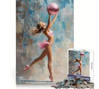 Gymnast in Motion with Pink Ball Jigsaw for Teenagers1000 Pieces Brain Skill True Detail Pattern Assemble Christmas Idea (50x75cm)