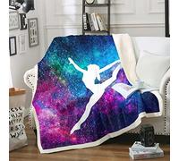 Gymnastic Throw Blanket, Gymnast Lovers Fleece Blanket Galaxy Starry Sky Plush Bed Blanket Funny Dancer Silhouette Fuzzy Flannel Blanket Gymnast Gifts For Girls Teens Women, Throw Size
