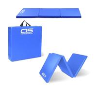 Gymnastic Tumble Exercise Mat Non Slip PU Leather Surface High Density Polyether Material 6FT Long Tri Folding Crash With Carry Handles perfect for gymnastics yoga Pilates (Blue)