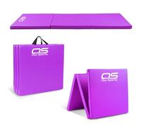Gymnastic Tumble Exercise Mat Non Slip PU Leather Surface High Density Polyether Material 6FT Long Tri Folding Crash With Carry Handles perfect for gymnastics yoga Pilates (Purple)