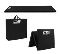 Gymnastic Tumble Exercise Mat - Non Slip PU Leather Surface - High Density Polyether Rebound inner Material - 6FT Long Tri Folding Crash With Carry Handles perfect for gymnastics yoga Pilates (Black)