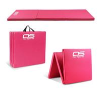 Gymnastic Tumble Exercise Mat - Non Slip PU Leather Surface - High Density Polyether Rebound inner Material - 6FT Long Tri Folding Crash With Carry Handles perfect for yoga Pilates (Pink)