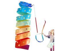 Gymnastics Band, Kids Dance Bands - 6.56 Feet Long Silk Rainbow Streamer Dance Bands for Kids - Heart Pattern, Chopsticks Swirl, Bag Pockets