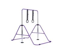 Gymnastics Bar without Mat, Adjustable Kids Gymnastics Equipment for Home, Training Kip Bar with Non-Slip Base, 5 Height Levels 31.5-51.2", Gym Bars for Children, Easy Assembly Design (No Mat, Purple)