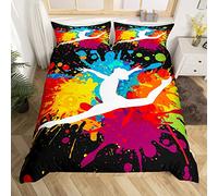 Gymnastics Bedding Set Gifts for Girls Kids Single Rainbow Tie Dye Comforter Cover,Gymnast Sports Duvet Cover Gymnastics Lover Quilt Cover with Zipper 1 Pillow Case Bedroom Decor