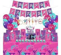 Gymnastics Birthday Party Decorations - Including Happy Birthday Banner, Cake Toppers, Tablecloth, Gift Bags and Balloons, Gymnastics Party Supplies for Your Little Dance Gymnasts, Baby Shower