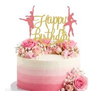 Gymnastics Cake Topper 25PCS with Large Cake and Cupcake Inserts for Girls Birthday Baby Shower Party Decorations (Style4 Gold Ballet Birthday Theme)