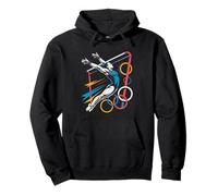 Gymnastics Dad Retro Varsity Badge Stars Ribbon Graphic Pullover Hoodie
