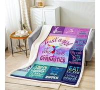 Gymnastics Fleece Throw Blanket Kids Girls Gymnastics Plush Blanket for Boys Teens Sherpa Blanket Gifts for Gymnasts Lovers Purple Fuzzy Blanket Room Decor Single 50x60 Inch