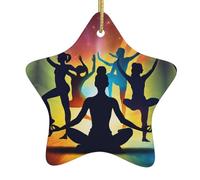 Gymnastics Game Print Christmas Ornaments Holiday Ceramic Hanging Ornament Star-Shaped Xmas Tree Decorations