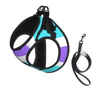 Gymnastics Game Print Harness Leash Set For Cat Dog, Reflective Adjustable Escape-Proof Vest Lead With Soft Breathable Mesh, For Small Pets And Kitten Puppy