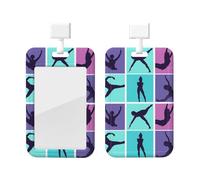 Gymnastics Game Print Id Badge Holder Waterproof Name Tag Holder with Detachable Neck Lanyard Card Protector Cover Case for Men Women Offices Nurse