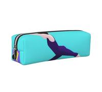 Gymnastics Game Printed Leather Pencil Case Cute Stationery Organizer Simple Makeup Bag Pen Pouch, Silver Zipper