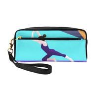 Gymnastics Game Printed Makeup Bag for Women Travel PU Leather Cosmetic Bag with Wristlet Toiletry Bag