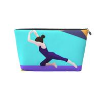 Gymnastics Game Printed Toiletry Bag for Women Girl Portable Travel Cosmetic Bag Leather Makeup Pouch Organizer with Silver Zipper