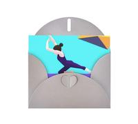 Gymnastics Game Prints Pearl Paper Horizontal Festival Greeting Card for Birthday Cards and All Occasions, Gray
