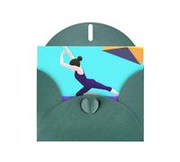 Gymnastics Game Prints Pearl Paper Horizontal Festival Greeting Card for Birthday Cards and All Occasions, Dark Green