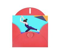 Gymnastics Game Prints Pearl Paper Horizontal Festival Greeting Card for Birthday Cards and All Occasions, Red