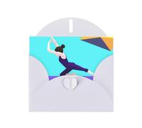 Gymnastics Game Prints Pearl Paper Horizontal Festival Greeting Card for Birthday Cards and All Occasions, White