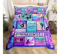 Gymnastics Gifts Bedding Set Gymnast Lovers Comforter Cover Single Size For Kids Girls Teens Women Room Decor Geometric Checkered Duvet Cover Colorful Tie Dye Pastel Bed Set With Zipper Closure