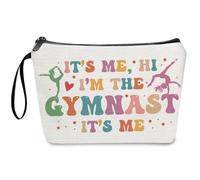 Gymnastics Gifts for Girls Make Up Bag Gymnast Makeup Bag for Gymnastics Lover Gifts Inspirational Cosmetic Bag with Hand Strap Gymnastics Bag Gifts