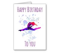 Gymnastics Gymnast Birthday Card Happy Birthday Watercolour Effect (envelope included) Not personalised but suitable for eg friend sister mum daughter granddaughter auntie etc