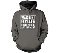 Gymnastics Hoodie Warning Gymnast Could Flip at Any Moment - Unisex Hoodie - Funny Gymnastics Club Sport Squad 12-13 Years Grey