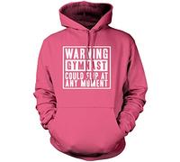 Gymnastics Hoodie Warning Gymnast Could Flip at Any Moment - Unisex Hoodie - Funny Gymnastics Club Sport Squad 7-8 Years Pink